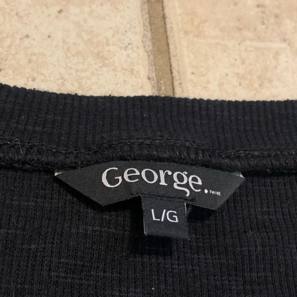 💛 George Black Ribbed Henley Long Sleeve Top - Size Large (L/G) - Picture 6 of 7